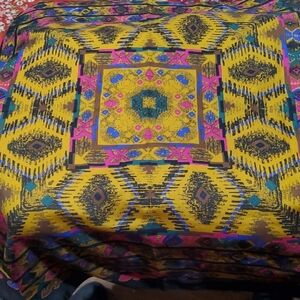 Totes Black Graphic Made In Italy Vintage  Polyester Scarf 31 X 31